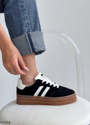 Чорні жіночі кросівки кеди на високій підошві потовщеній