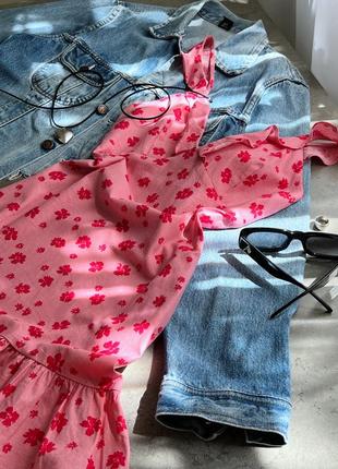 Лляна сукня у квітковий принт zara