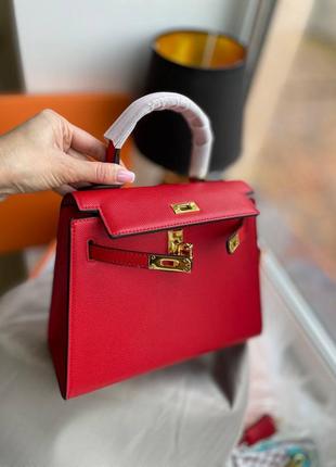 Красная сумка в стиле hermes kelly2 фото