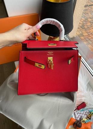 Красная сумка в стиле hermes kelly6 фото