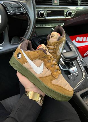 Мужские кроссовки nike air force 1 yin yang fleece termo sand brown