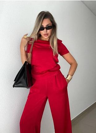 Костюм женский брючный жатый шелк