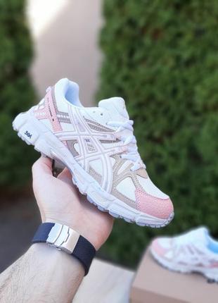 Женские кроссовки asics gel kahana 8 белые с бежевым и розовым2 фото