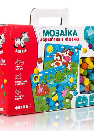 Мозаїка дерев’яна в мішечку "ферма", vladi toys, zb2002-011 фото