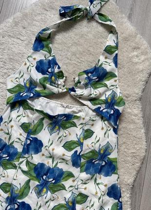 Плаття квітковий принт на шию з вирізом сукня2 фото