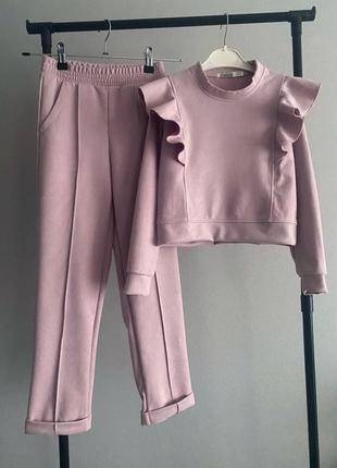 Костюм замш стрейч нарядна кофта брюки штани