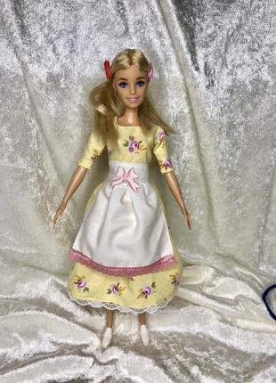 Одежда для кукол барби, комплект: платье и фартук. наряд для куклы барби1 фото