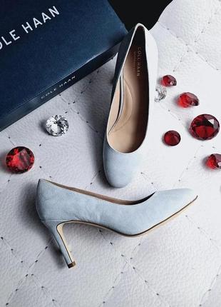 Cole haan оригінал блакитно-сірі замшеві туфлі лодочки