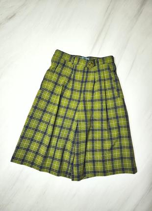 Deville стильные оливковые шорты-юбка в клетку2 фото