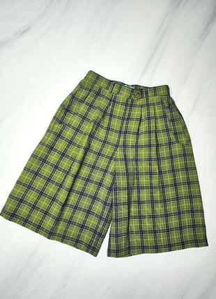 Deville стильные оливковые шорты-юбка в клетку3 фото