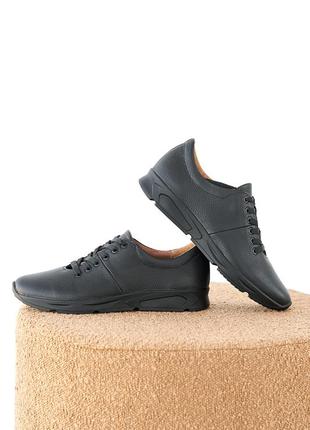 Базові чорні жіночі кросівки весняні-осінні,зручні,натуральна шкіра-жіноче взуття весна-осінь2 фото