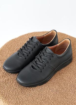 Базові чорні жіночі кросівки весняні-осінні,зручні,натуральна шкіра-жіноче взуття весна-осінь6 фото