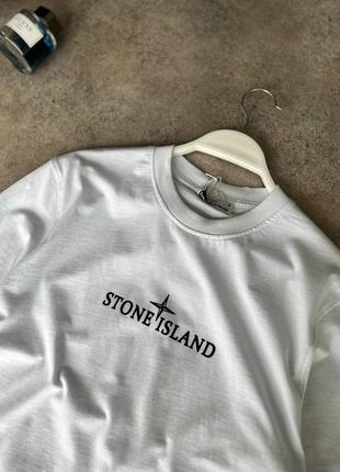 Чоловіча футболка stone island на весну у білому кольорі premium якості, стильна та зручна футболка на кожен день6 фото