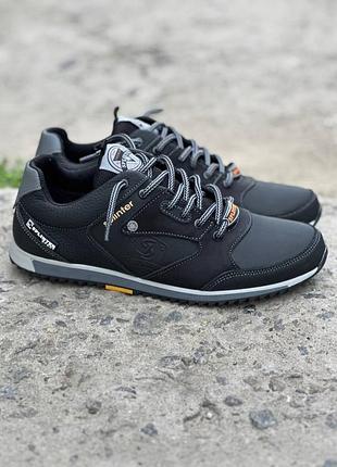 Зручні надійні чоловічі кросівки чорні демісезонні,шкіряні,шкіра-чоловіче взуття весна-осінь