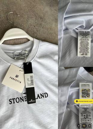 Чоловіча футболка stone island на весну у білому кольорі premium якості, стильна та зручна футболка на кожен день8 фото