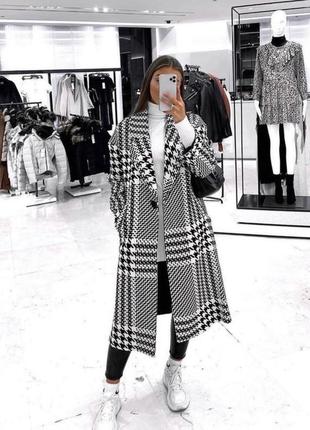 Пальто zara оверсайз гусиная лапка