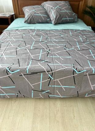 Комплект двоспальної постільної білизни з абстрактним малюнком, 180х215 см