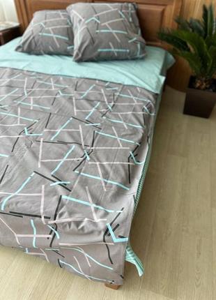 Комплект двоспальної постільної білизни з абстрактним малюнком, 180х215 см