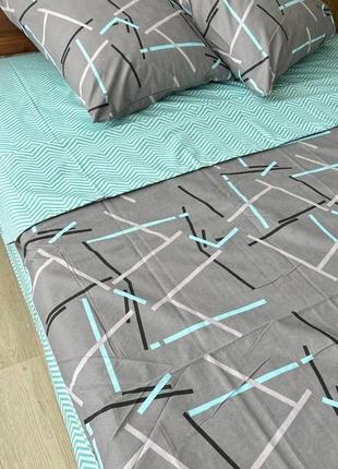 Комплект двоспальної постільної білизни з абстрактним малюнком, 180х215 см