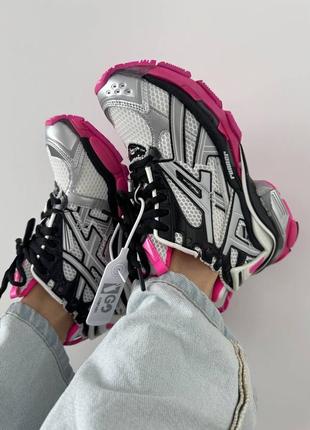 Кроссовки в стиле balenciaga 
runner trainer black / pink / silver premium