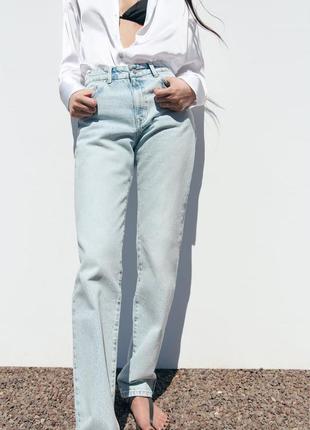 Прямые джинсы girlfriend mid-rise - regular length от zara