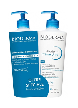 Набір 2 шт крем bioderma atoderm nourishing ultra-nourishing cream bioderma atoderm crème ultra