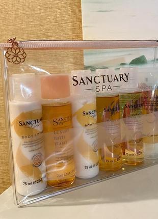 Британія 🇬🇧 sanctuary spa набір для тіла з 7 одиниць: гель, скраб, лосьйони, піни, косметичка