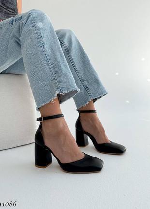 Premium! женские кожаные черные туфли на каблуке весенне осенние натуральная кожа весна осень