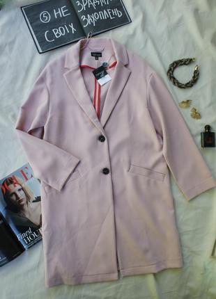 Базовый плащ пальто легкое от topshop в пудровом оттенке