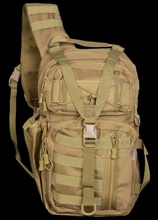 Однолямковий тактичний рюкзак із прихованим відділенням для зброї camotec tcb coyote, військовий рюкзак 20л