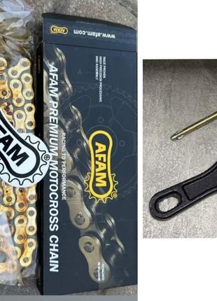 Мото ланцюг посилений 520 крок 120 ланок (afam) ланцюг привода колеса 520 крок 120 ланок + подарунок розклепувач