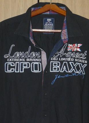 Рубашка черная cipo & baxx клубный стиль германия7 фото