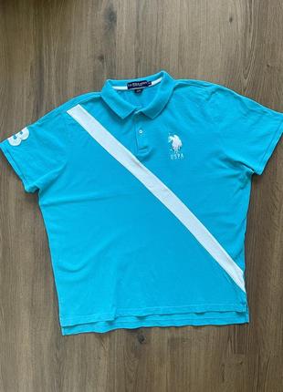 Голубая мужская футболка поло Robe polo loose fit à col V cintrée en piqué fluide xxl