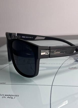 Очки cartier солнцезащитные черные мужские картье прямоугольные стильные брендовые4 фото