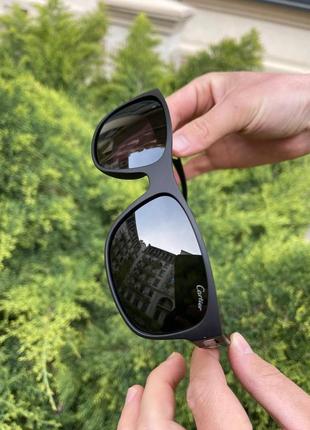 Очки cartier солнцезащитные черные мужские картье прямоугольные стильные брендовые8 фото