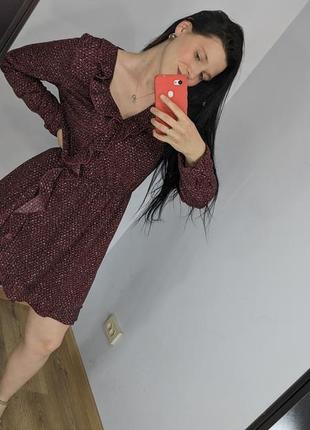 Плаття літнє з довгим рукавом бордо🍷