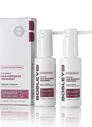 Спрей з міноксидилом 2% для росту волосся у жінок  bosleymd  women's regular strength minoxidil 2% topical (sprayer) 2 * 60 ml