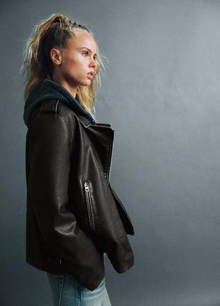 Байкерская куртка косухая лежанка xs s m l zara7 фото