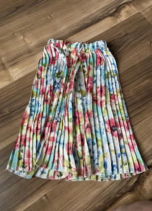 Летние укороченные брюки-юбка девочке 128-134 см