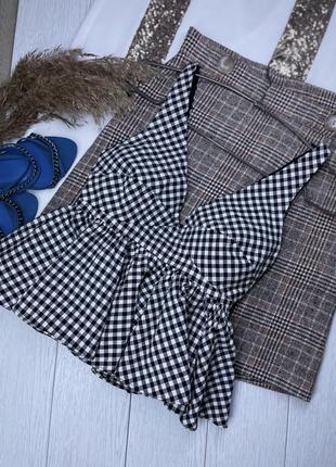 Пышный топ zara xs топ в клетку короткий топ с баской топ зара