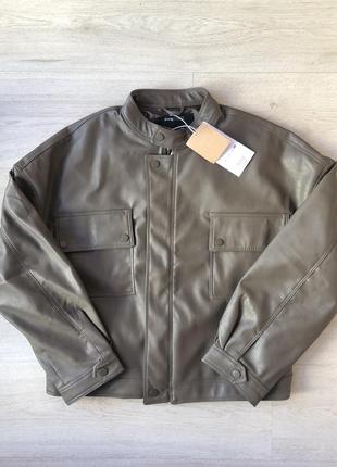Нова куртка sinsay курточка коричневая кожаный пиджак серая кожанка эко кожа1 фото