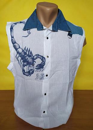 Сорочка рубашка безрукавка жилетка с принтом скорпион турция