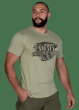 Футболка camotec bavovna falcon хаки, армейская футболка летняя, тактическая футболка с принтом мужская