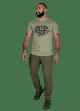 Футболка camotec bavovna falcon хаки, армейская футболка летняя, тактическая футболка с принтом мужская2 фото