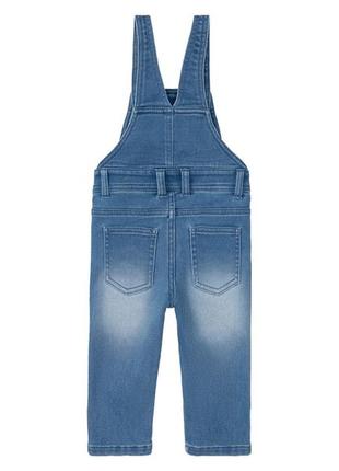 Напівкомбінезон джинсовий на кпопках, з регулюючими шлейками для хлопчика lupilu lidl 370496 062 см (2-3 months) синій3 фото