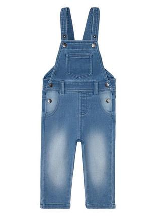 Напівкомбінезон джинсовий на кпопках, з регулюючими шлейками для хлопчика lupilu lidl 370496 062 см (2-3 months) синій1 фото
