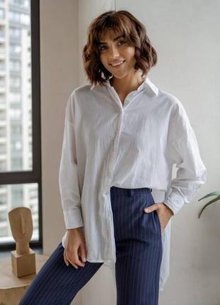 Хлопковая удлиненная рубашка оверсайз