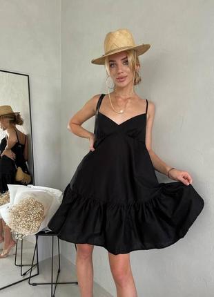 Чорна жіноча сукня котон1 фото