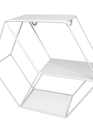 Полка настенная стальной белый шестиугольник 290*255*100мм (d) 3d-00001637