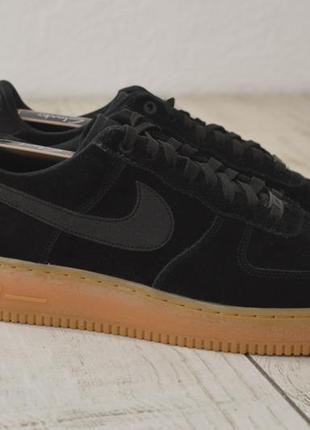 Nike air force 1 suede мужские замшевые кроссовки черного цвета оригинал 46 размер